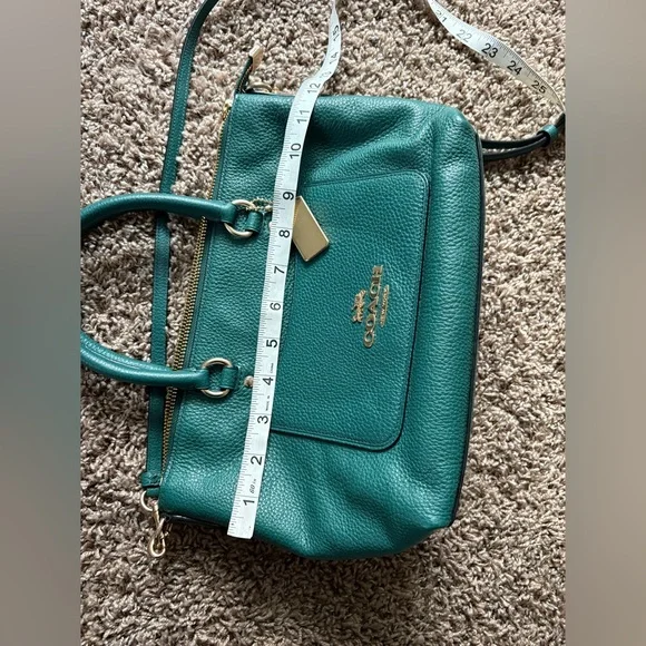 Coach Mini Emma Satchel Purse Handbag / Slim Wallet Set In Rare Jade Green Color - Picture 14 of 16